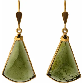 Náušnice Exklusivní zlaté náušnice s vltavíny P26 0012