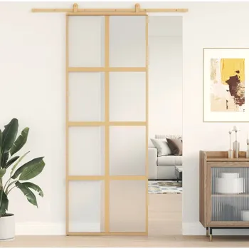 Interiérové dveře Posuvné dveře zlaté 76 x 205 cm mléčné ESG sklo a hliník - 8721012120235