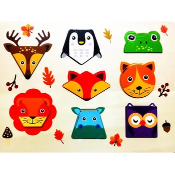 Dřevěná hračka WOODY WOODEN HAND Dřevěná vkladačka 3D zvířátka s tvary 30x22cm