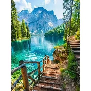 Diamantové malování Diamantové malování - Cesta k horskému jezeru (60x80)