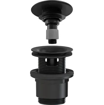 Odvodňovací žlab CERANO - Umyvadlová výpusť - 5/4“ click-clack s přepadem - neuzavíratelná - plast - 35/50mm - černá matná
