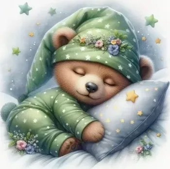 Diamantové malování Diamantové malování - Sladké sny, medvídku + perleťové kamínky