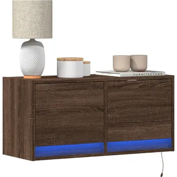 Televizní stolek Nástěnná TV skříňka s LED osvětlením hnědý dub 80 x 31 x 35 cm - 8721102969263