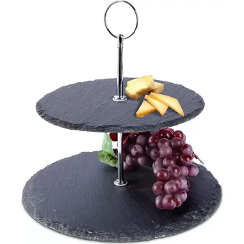 Dvoupatrový břidlicový etažér 23 cm