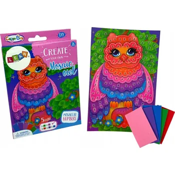kreativní sada KREATIVNÍ SADA MOZAIKA - OBRÁZEK SOVY K VYLEPOVÁNÍ NÁLEPKAMI PRO DĚTI