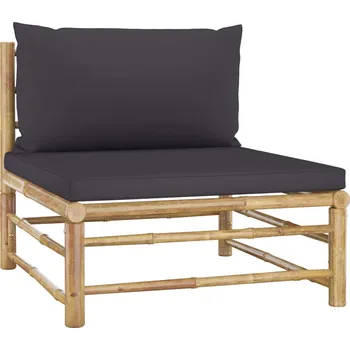 Zahradní sestava Zahradní středová pohovka s tmavě šedými poduškami bambus - 8720286188118