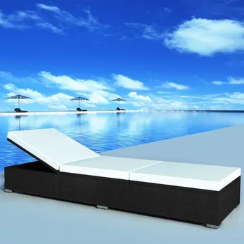 Zahradní lehátko Zahradní lehátko s poduškou polyratan černé - 8718475613954