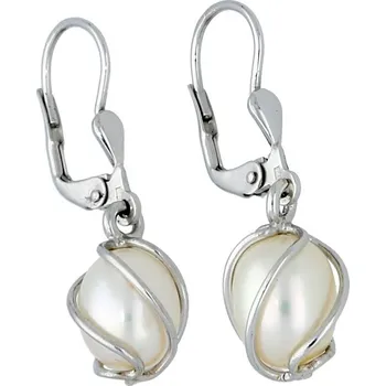 Náušnice Goldstore Náušnice bílé zlato zirkony a perly 4.19.NA006789 Váha: 3.82 g