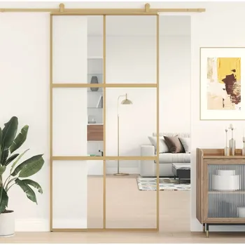 Interiérové dveře Posuvné dveře zlaté 102,5 x 205 cm čiré ESG sklo a hliník - 8721012119925