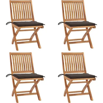 Skládací zahradní židle s poduškami 4 ks masivní teak - 8720286440254