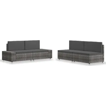 Zahradní sestava 4dílná zahradní sedací souprava polyratan šedá - 8720286001981