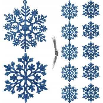 Vánoční dekorace Zdobená Vánoční Koule , Tvarované Vánoční Baňky , Sady sněhová vločka 10 cm 12 ks