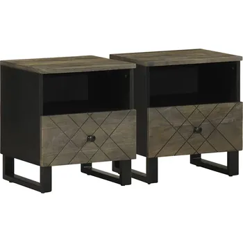 Noční stolek Noční stolky 2 ks černé 40x33x46 cm masivní mangovníkové dřevo - 8721158447845