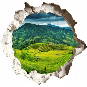 Obraz Dekorativní samolepka na dveře, stěnu nebo skříň 3D efekt 60x57 cm - Zelené terasy