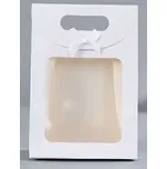 tianDe Dárková papírová taška okénko bílá s mašlí 18x9x26 cm