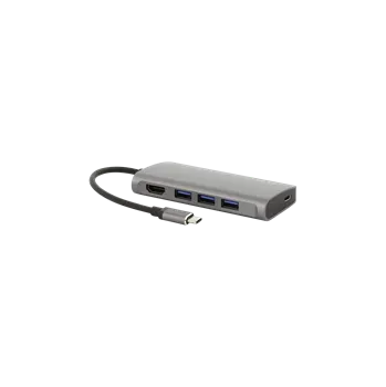 USB hub LMP Video Hub, 4K HDMI, USB-C, 3x USB 3.0 - USB-C nabíjecí adaptér, vesmírně šedý - 17104