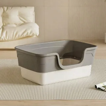 Obraz Velká otevřená toaleta pro kočky 55x39x25 cm, s lopatkou, hluboká + proti rozstřikování