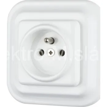 Elektrická zásuvka VINTAGE zásuvka bílá hranatá komplet keramika K2-S52AF