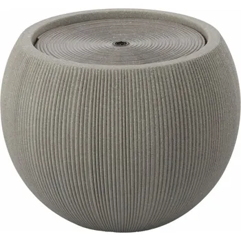 Zahradní dekorace Plastová zahradní fontána s LED, 53x53x41,5 cm, kulatá, béžová