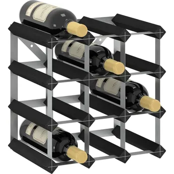 Stojan na víno Stojan na víno na 12 lahví černý masivní borové dřevo - 8720286204320