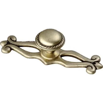 Nábytkové kování 91101 - Knopka 24mm se štítem 89mm,rustikální, staromosaz (91101 - Knopka 24mm se štítem 89mm,rustikální, staromosaz)