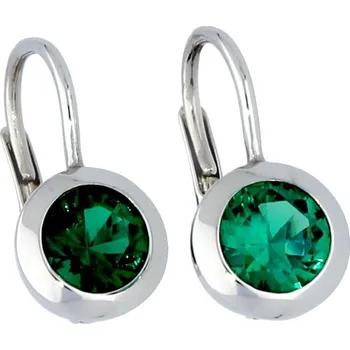 Módní doplněk Goldstore Náušnice bílé zlato kulatý smaragd Váha: 1.96 g