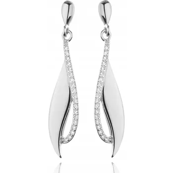 Náušnice STŘÍBRNÉ NÁUŠNICE PEcky RHODIOVANÉ SE ZIRKONY