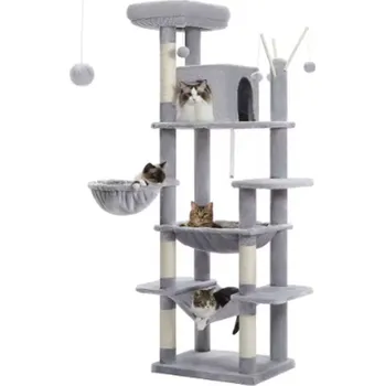 KOČIČÍ STROM - stabilní, 6 patrový (175 cm) Barva: šedá (AMT0240GY)