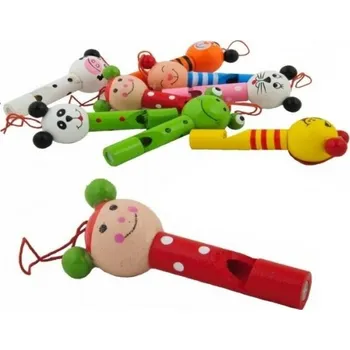 Dřevěná hračka OSTATNÍ Píšťalka dřevěná 8cm zvířátko barevné