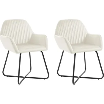 Jídelní židle jídelní židle 2 ks krémové samet - 8719883607566