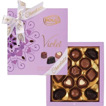 Čokoláda Bolci Violet Pastel - mix pralinek s dárkovou taškou 130 g