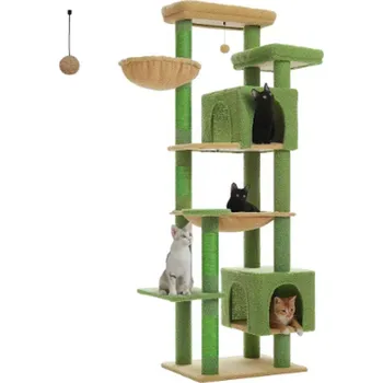 KOČIČÍ STROM - stabilní, 7 patrový (175 cm) Barva: zelená (AMT0293GN)