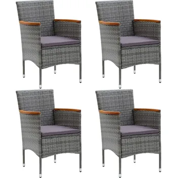Zahradní jídelní židle 4 ks polyratan šedé - 8720286089446