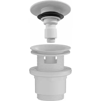 Odvodňovací žlab CERANO - Umyvadlová výpusť - 5/4“ click-clack s přepadem - neuzavíratelná - plast - 35/50mm - bílá matná