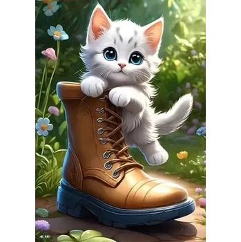 Diamantové malování Diamantové malování - Kotě v botě