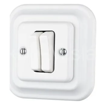 vypínač VINTAGE vypínač 6+6 (5B) hranaté keramika bílá s rámečkem klapka K2-R220Q-W