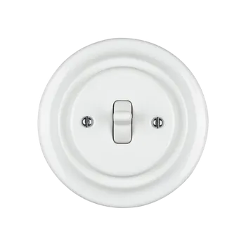 vypínač VINTAGE vypínač číslo 6 bílá páčka kulatá komplet K1-R120B keramika