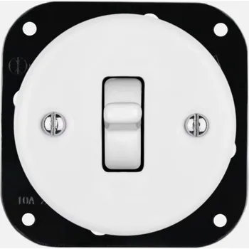 vypínač VINTAGE vypínač číslo 1 Bílá páčka kulatá bez rámečku R110BX keramika