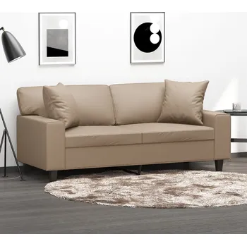 Pohovka 2místná pohovka s polštáři cappuccino 140 cm umělá kůže - 8721012058378