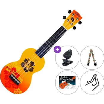 Strunný nástroj Mahalo Hibiscus SET Hibiscus Orange Burst Sopránové ukulele