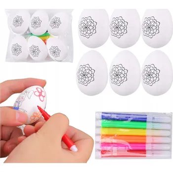 Velikonoční dekorace VELIKONOČNÍ VEJCE Z POLYSTYRENU K VÝMALBĚ KREATIVNÍ SADA KVĚTINY 6 KS