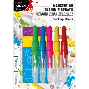 Kidea fixy na tkaniny ve spreji + šablony 5 barev