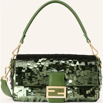 Kabelka Fendi Dámská Kabelka Baguette S Flitry, tmavě zelená, one size