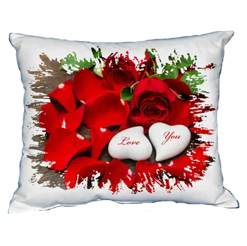 Dekorativní polštářek Moon River polštář Svatý Valentýn Love You růže 30x40 cm (valentýnský dárek)