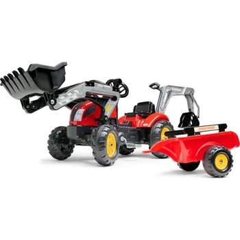 Odrážedlo Falk Šlapací traktor Vintage 2058N se lžící, bagrem a přívěsem, červený + DÁREK + Doprava ZDARMA