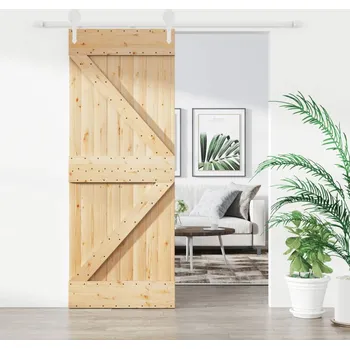 Interiérové dveře Posuvné dveře s kováním 80 x 210 cm masivní borové dřevo - 8721012082687