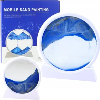 Obraz 3D OBRAZ POHYBLIVÝ PÍSEK PŘESÝPACÍ HODINY DEKORACE NA STŮL MODRÝ 360°