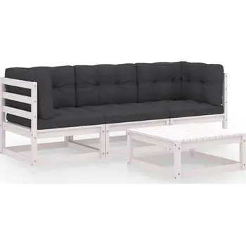 Zahradní sestava 4dílná zahradní sedací souprava s poduškami masivní borovice - 8720286474785