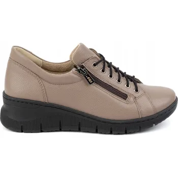 Dámské polobotky Dámské kožené polobotky na silné podrážce 1236 cappuccino velikost 37