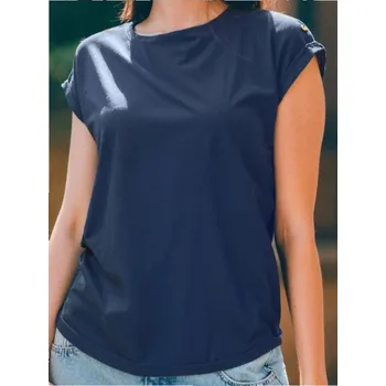 Dámská halenka Sinsay - Tričko s krátkým rukávem a ozdobným výstřihem - námořnická modrá - 759BB-59X - 759BB-59X-XXS